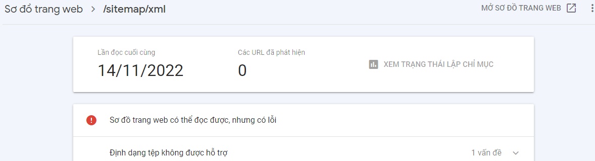 Google Search Console sẽ thông báo các lỗi