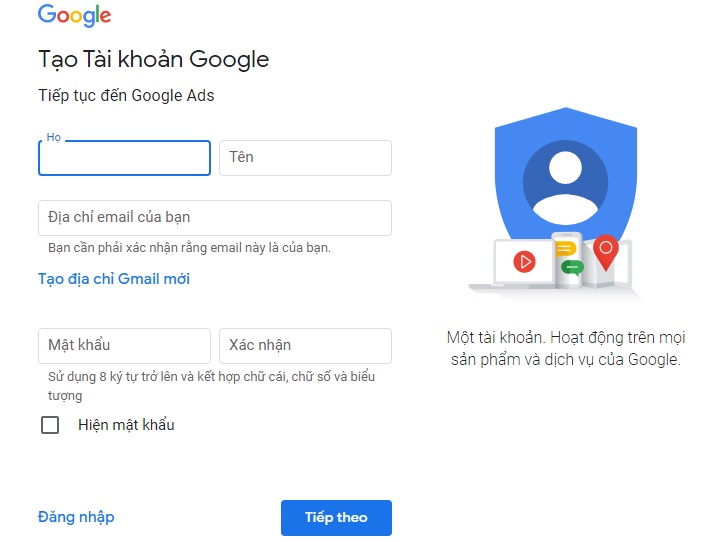 Tạo tài khoản Google Ads