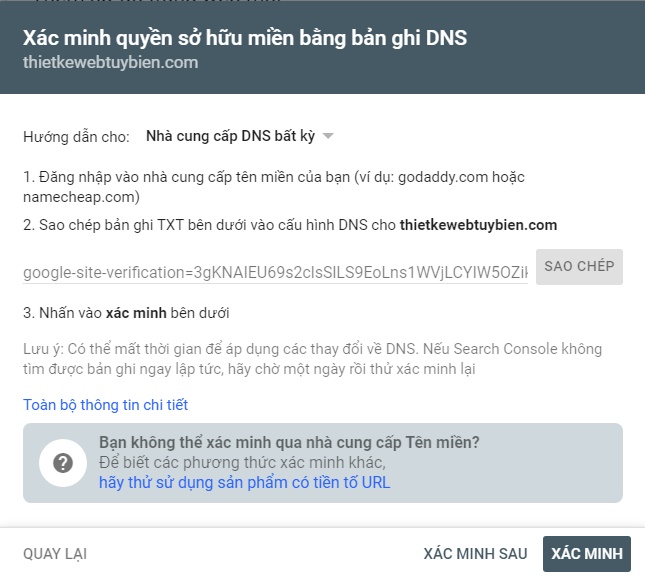 Xác minh bằng DNS