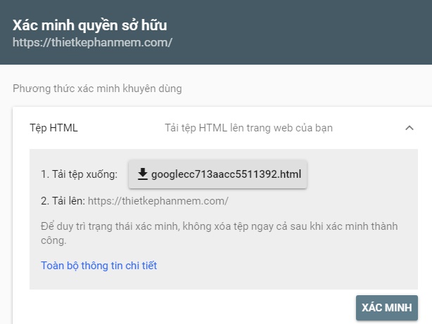 Xác minh Google Search Console