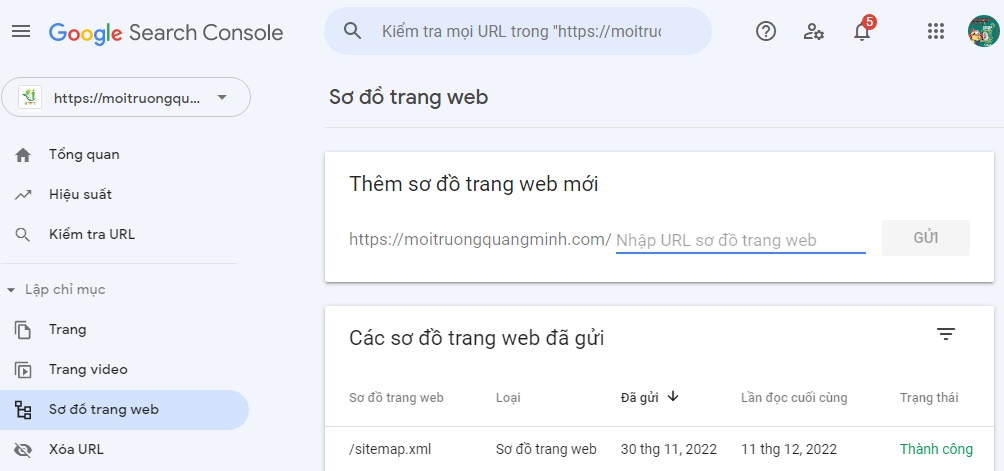 Submit toàn bộ website bằng Sitemap.XML