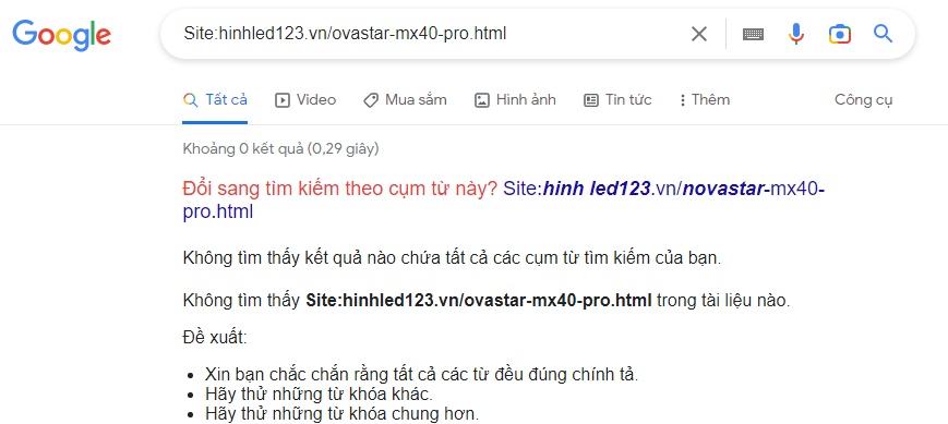 URL của bạn chưa được index