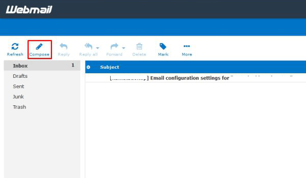 Chọn Compose để bắt đầu soạn thư trong WebMail