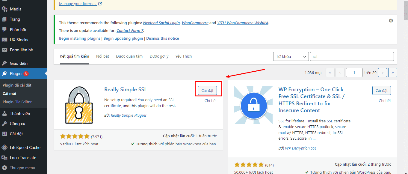 Cài đặt plugin Really Simple SSL