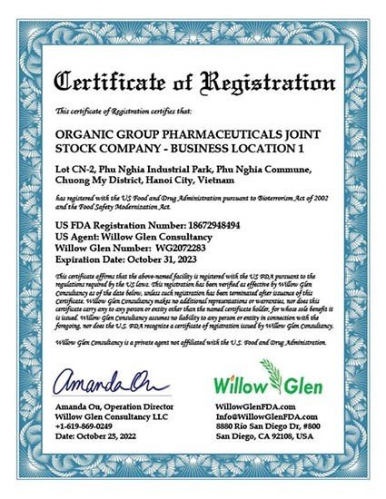 ORGANIC GROUP PHARMACEUTICALS JOINT STOCK COMPANY