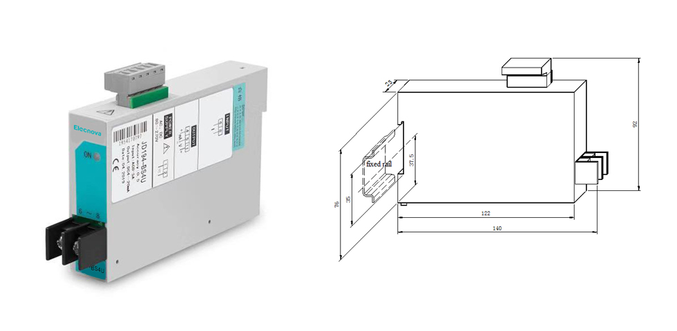 Kích thước Bộ chuyển đổi tín hiệu điện áp 1 pha JD194-BS4U