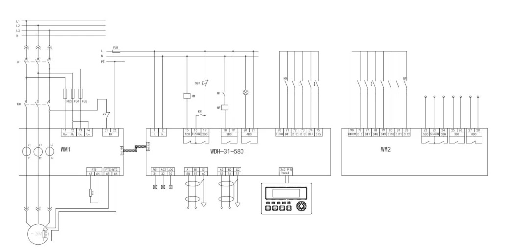 Kích thước Bộ giám sát và bảo vệ động cơ WDH-31-580